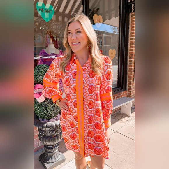 EMILY MCCARTHY DELANY DRESS FLORAL CROCHET CREAMSICLE ORNG SOLD OUT SIZE XL RARE - Picture 12 of 14